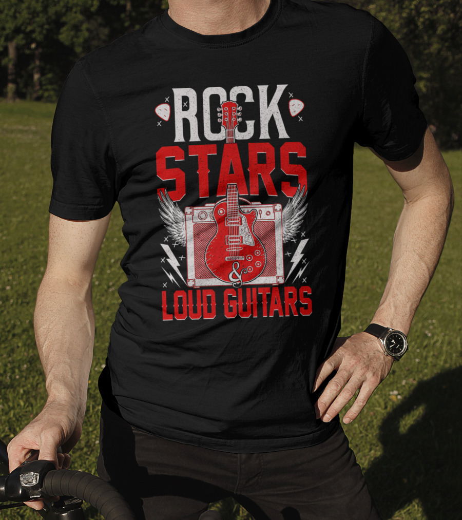 Rock Stars Loud Guitars Vintage Amplifier And Wings T-Shirt