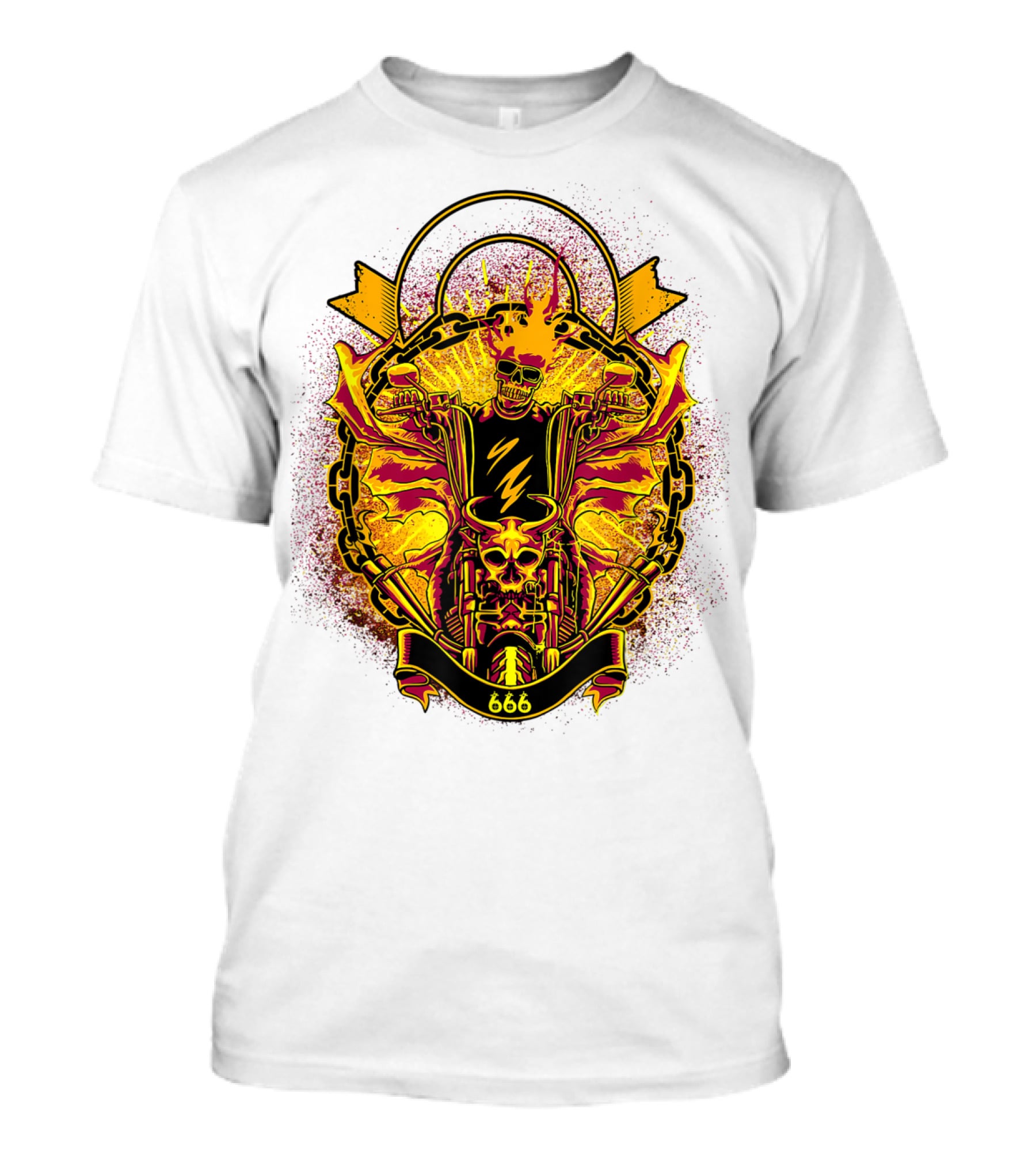 Skull Rider 666 Motorcycle Classic Rock Vintage Blaze T-Shirt
