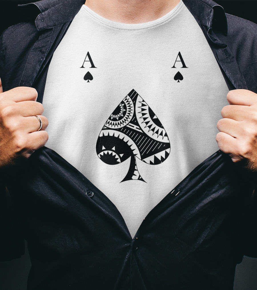Ace Of Spades Poker Card Pattern Luck Winner T-Shirt
