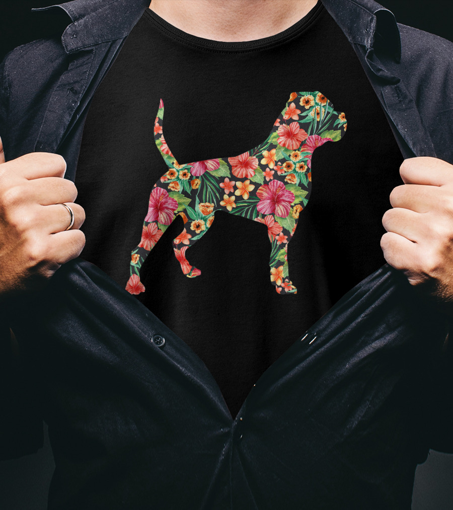 American Bulldog Tropical Floral T-Shirt