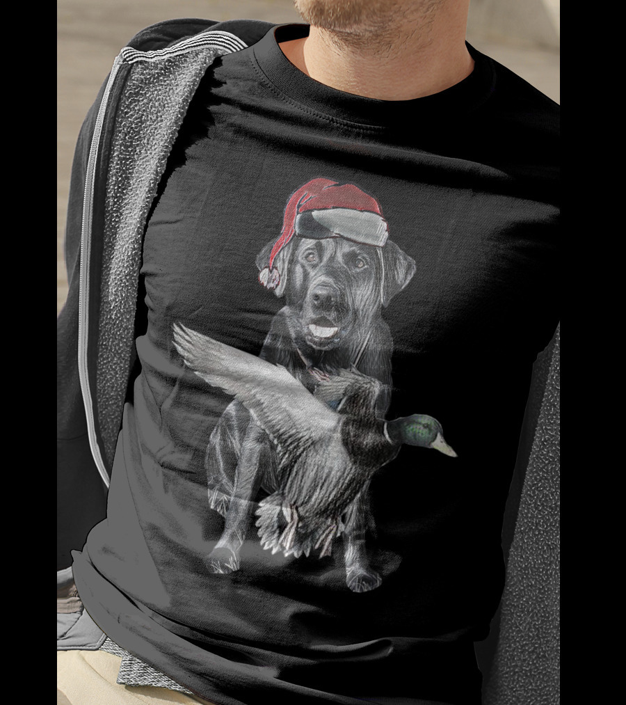 At's Miya Christmas Dog With Santa Hat And Flying Duck T-Shirt