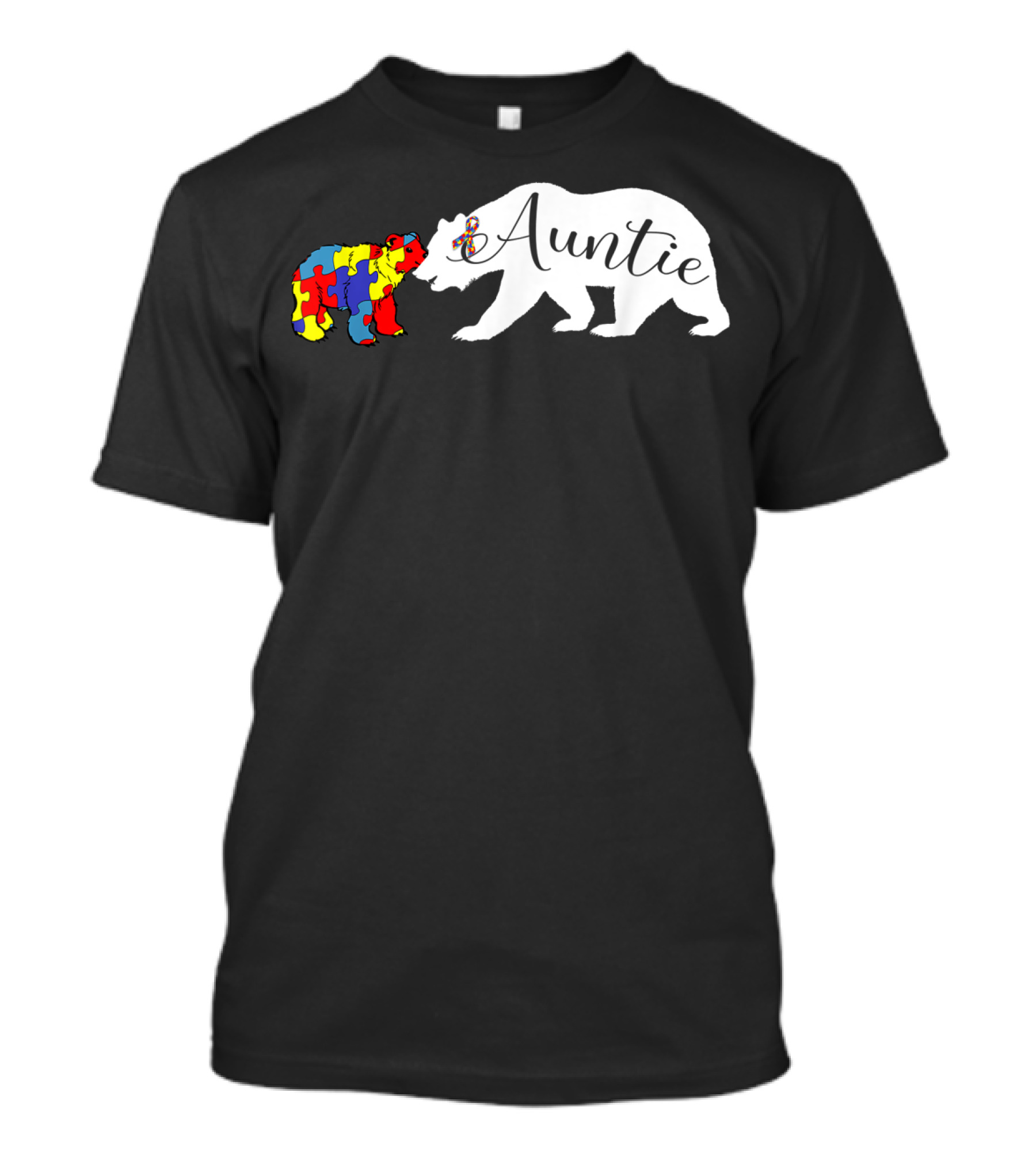 Auntie Bear Autism Awareness Aunt Puzzle Pattern Bears T-Shirt