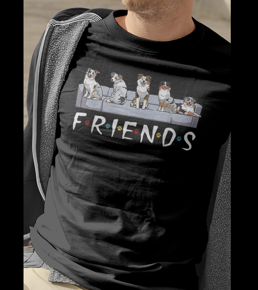 FRIENDS Australian Shepherds On Couch T-Shirt