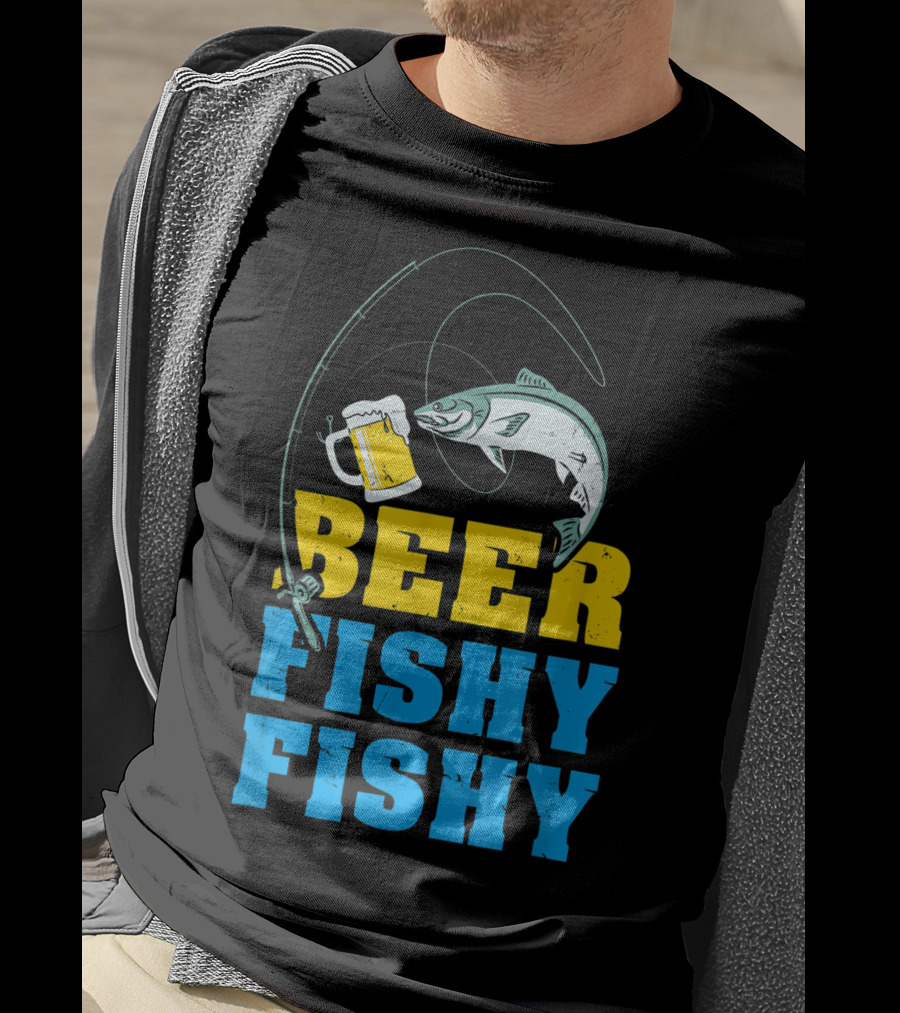 Beer Fishy Fishy Funny Drinking And Fishing Rod Fish Beer Mug T-Shirt