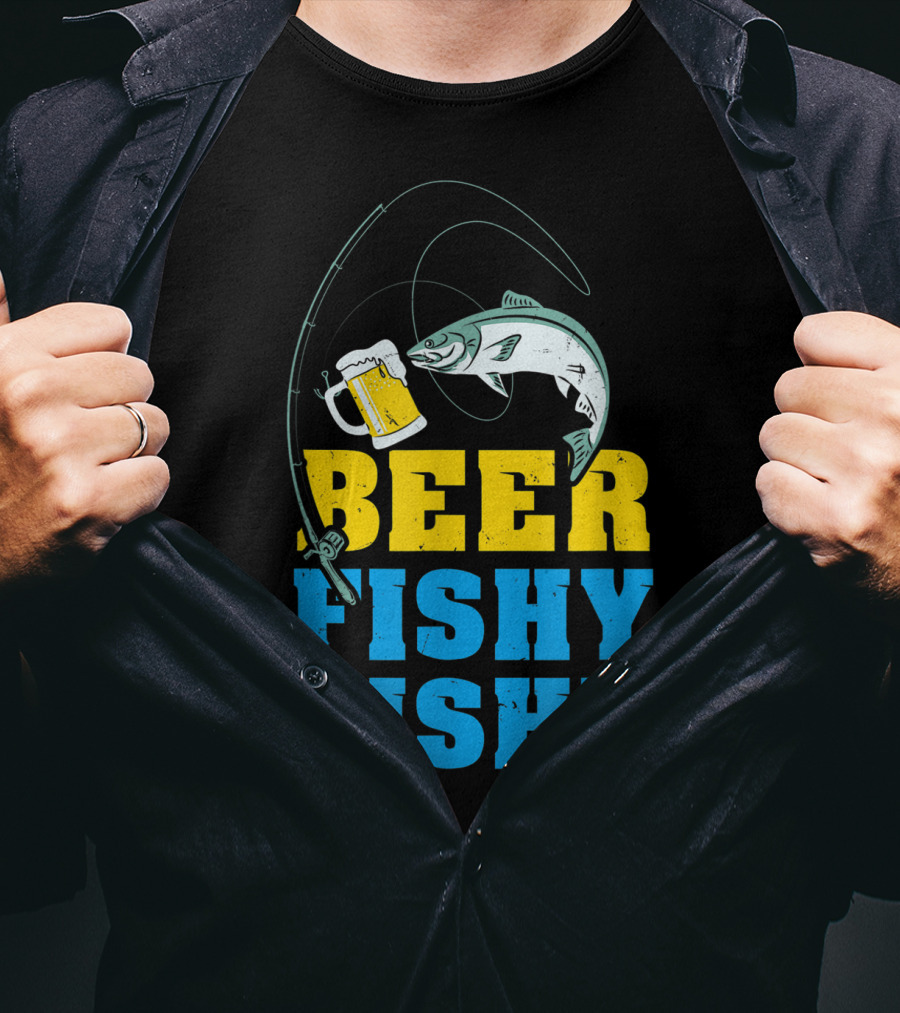 Beer Fishy Fishy Funny Drinking And Fishing Rod Fish Beer Mug T-Shirt