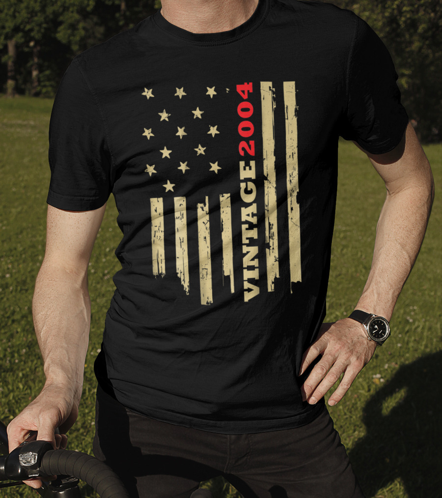Vintage 2004 American Flag Birthday Gift T-Shirt