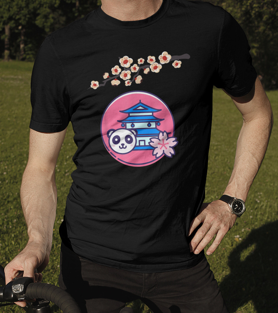 Cherry Blossom Festival Sakura Flower Japanese Panda Pagoda T-Shirt