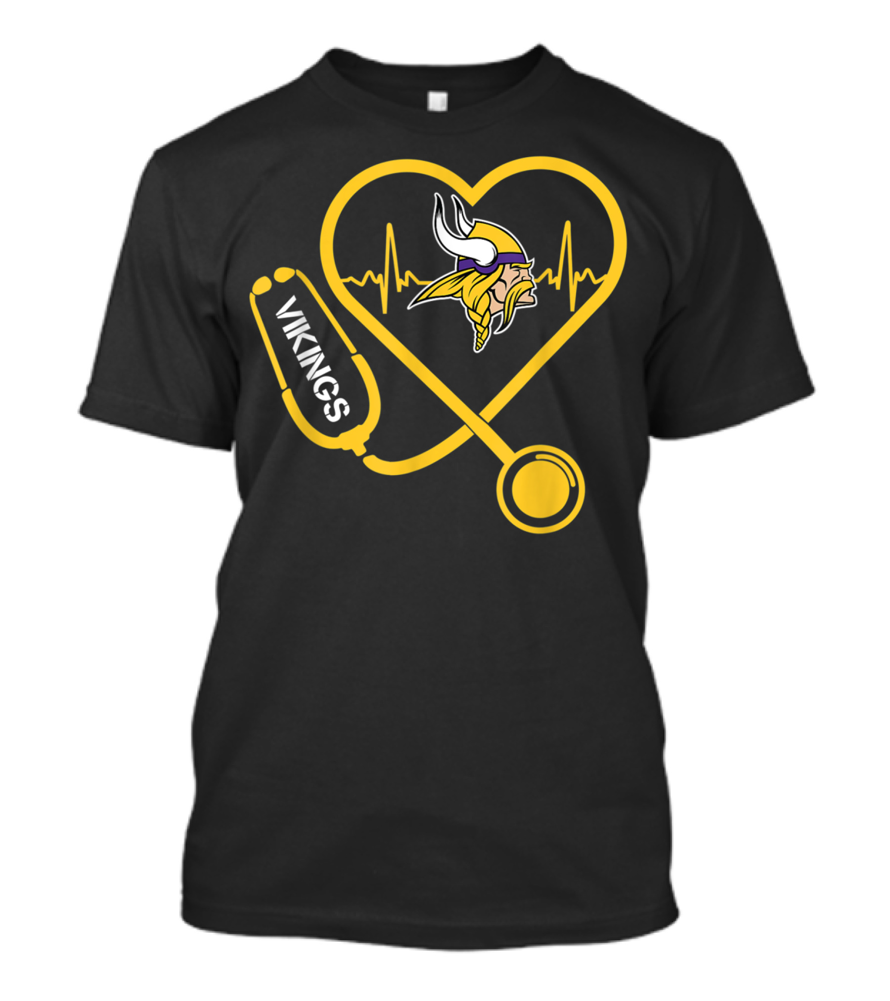 Christmas Football Minnesota Vikings Heartbeat Vikings Logo Stethoscope T-Shirt