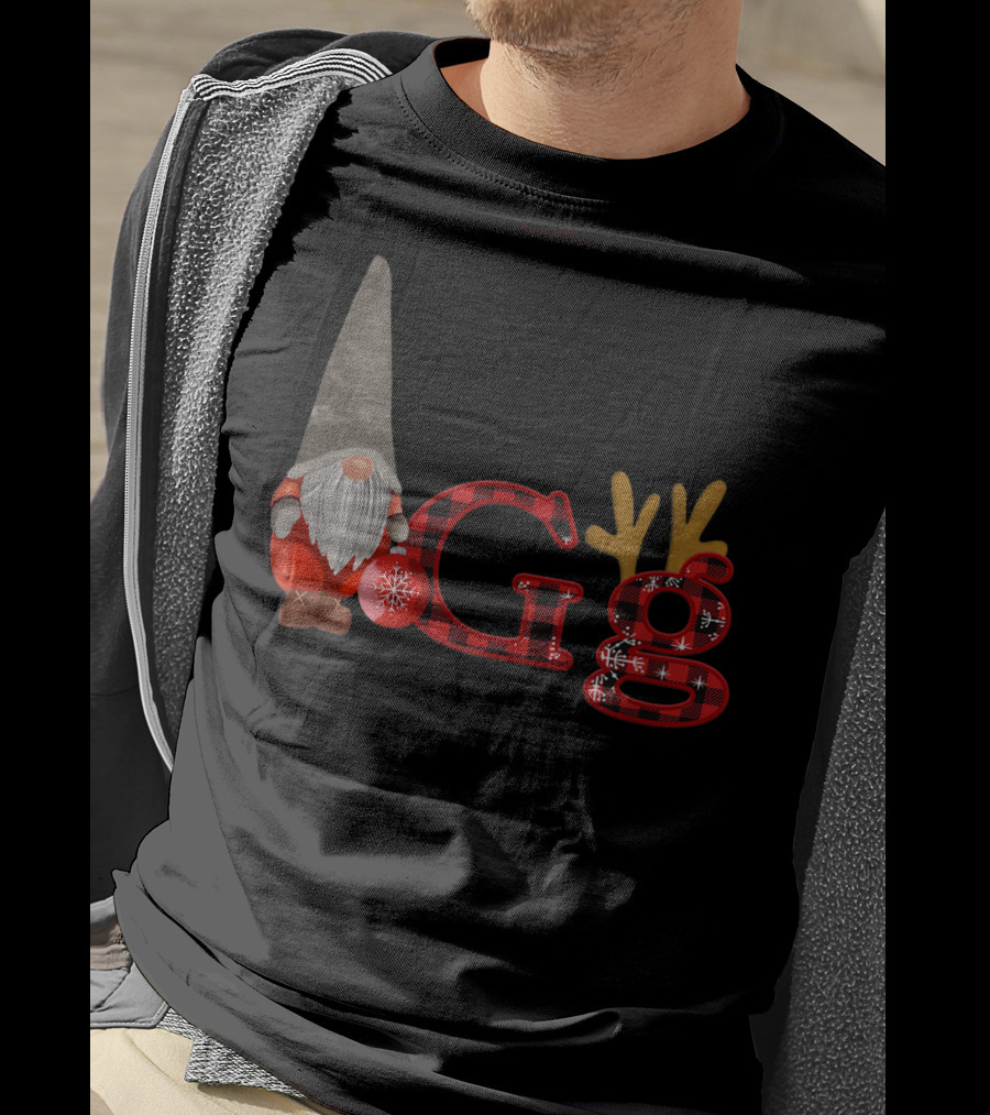 Christmas Gnomes Gg Red Plaid Reindeer Antlers Snowflake T-Shirt