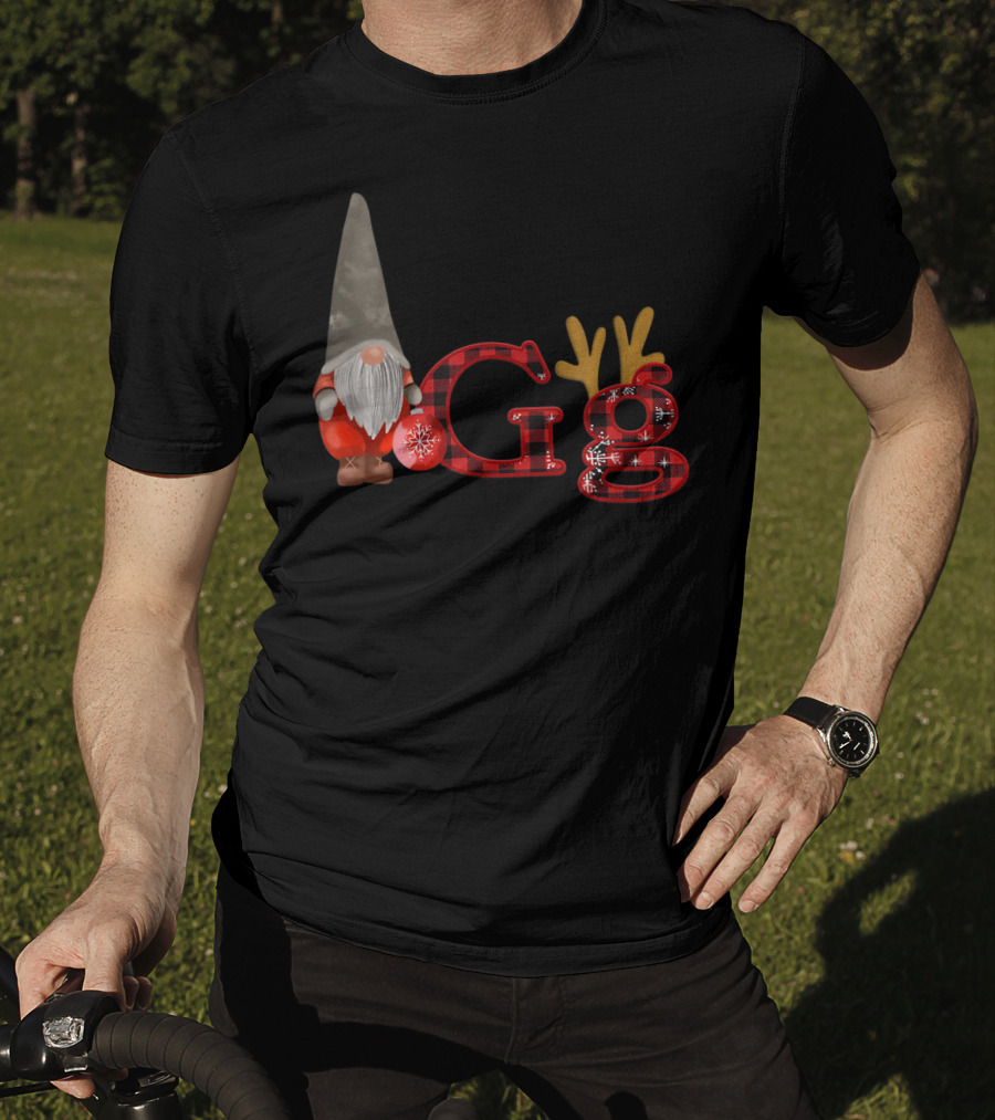 Christmas Gnomes Gg Red Plaid Reindeer Antlers Snowflake T-Shirt