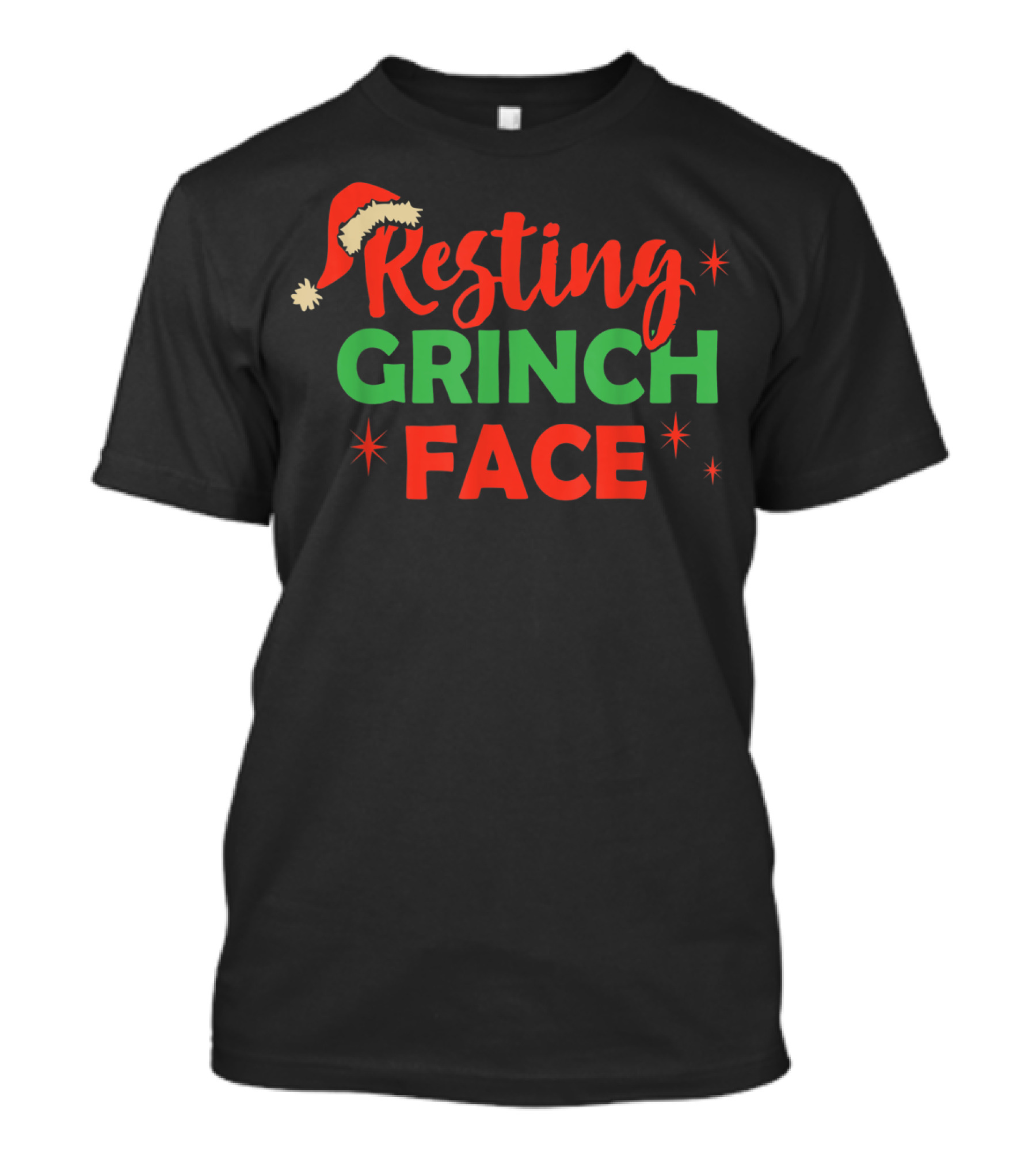 Resting Grinch Face Christmas Santa Hat T-Shirt