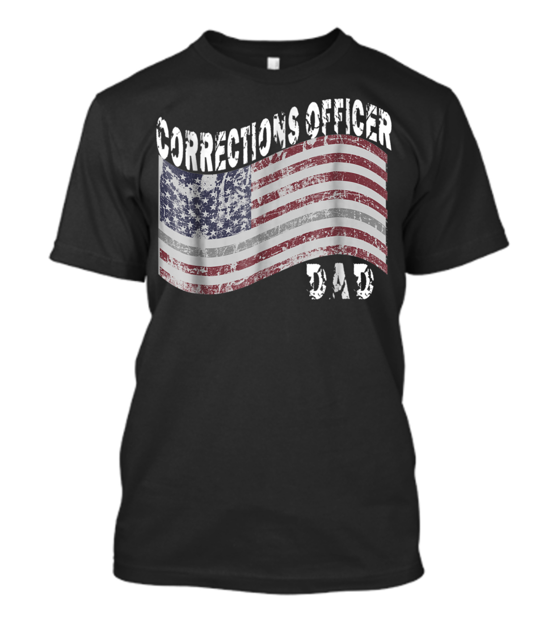 Corrections Officer Dad Distressed American Flag T-Shirt