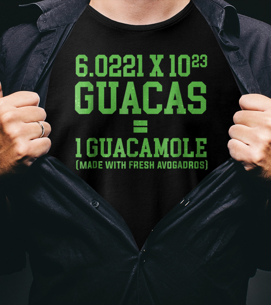 6.0221 X 10^23 Guacas Equals 1 Guacamole Made With Fresh Avogadros T-Shirt