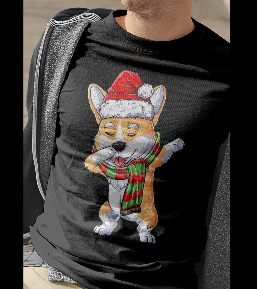 Corgi Santa Dabbing Christmas Girls Scarf T-Shirt