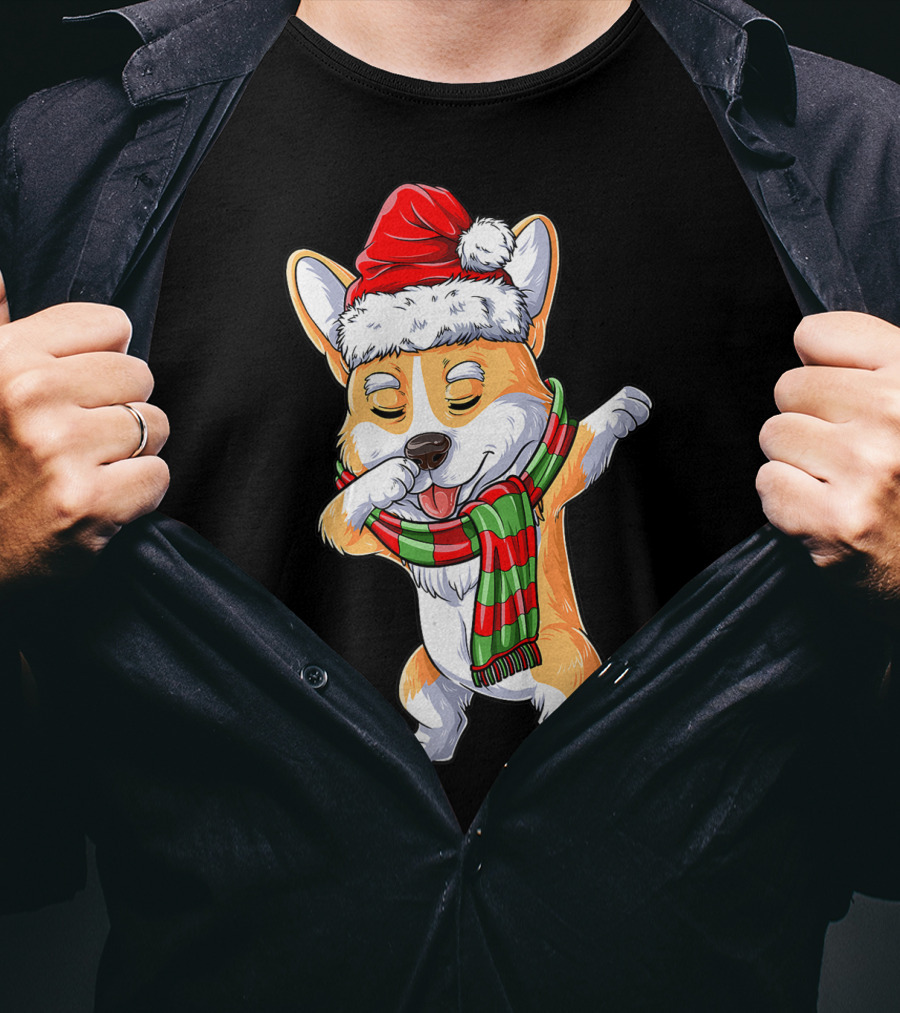 Corgi Santa Dabbing Christmas Girls Scarf T-Shirt