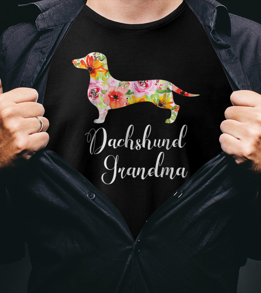 Dachshund Grandma Floral Dog Lover's Funny T-Shirt