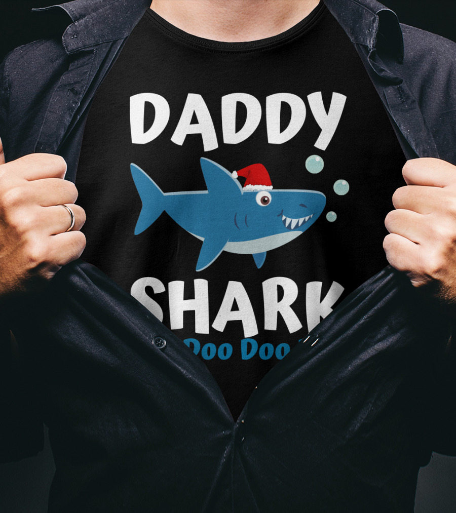 Daddy Shark Doo Doo Doo Doo Christmas Family Shark T-Shirt
