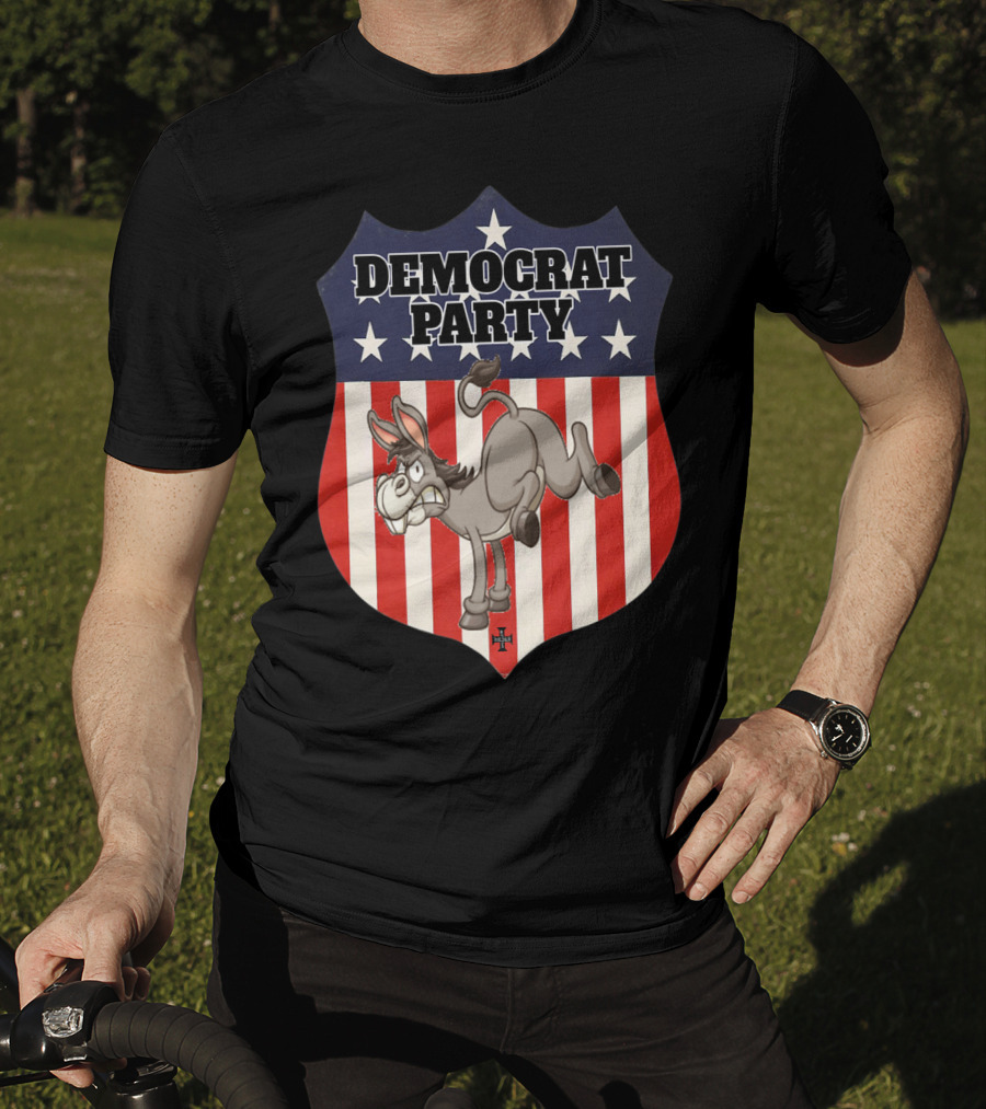 Democrat Party Shield Stars And Stripes Donkey T-Shirt
