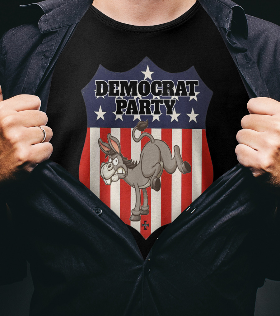 Democrat Party Shield Stars And Stripes Donkey T-Shirt