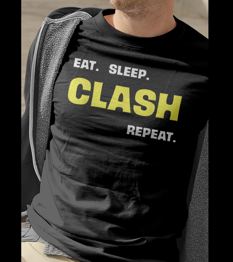 Eat Sleep Clash Repeat Retro Gaming Motif T-Shirt