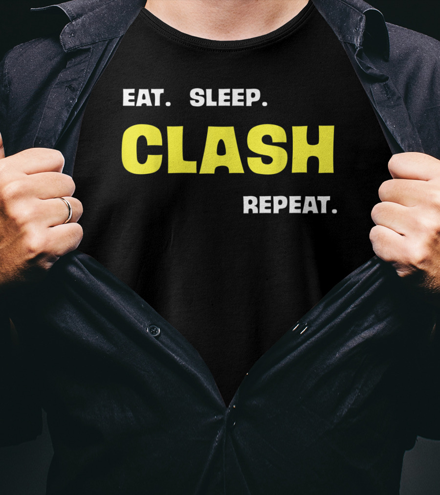 Eat Sleep Clash Repeat Retro Gaming Motif T-Shirt