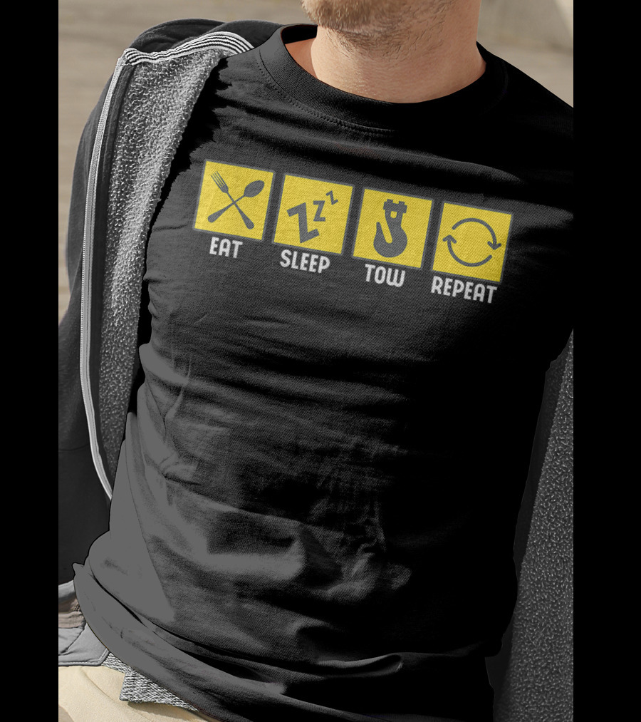 Eat Sleep Tow Repeat Funny Tow Truck Driver Icon Symbols T-Shirt