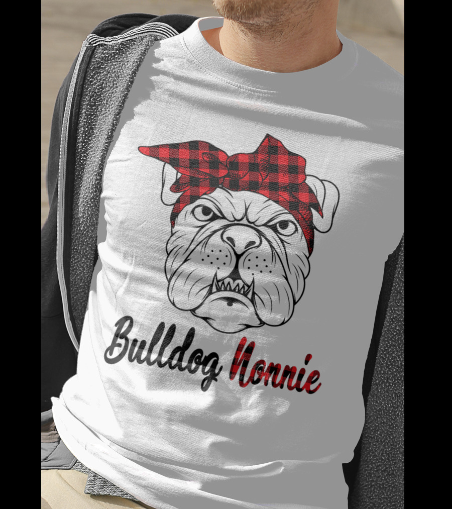 Bulldog Nonnie Plaid Red Bandana Costume T-Shirt