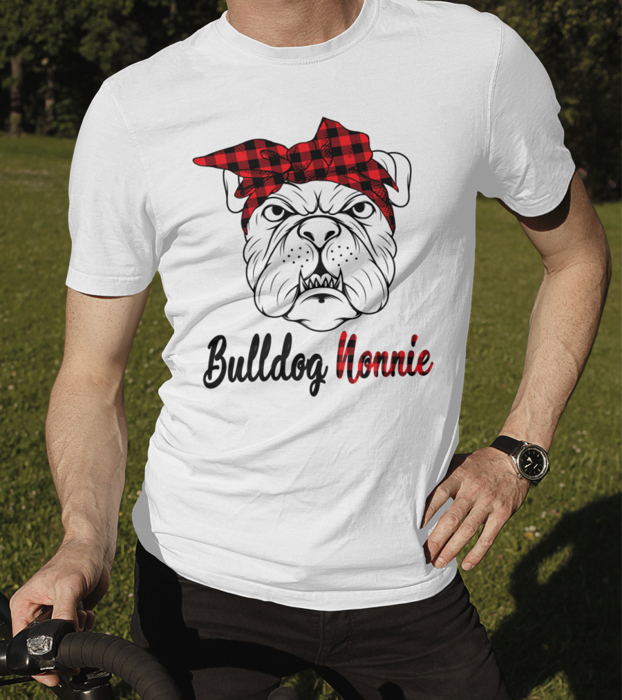Bulldog Nonnie Plaid Red Bandana Costume T-Shirt