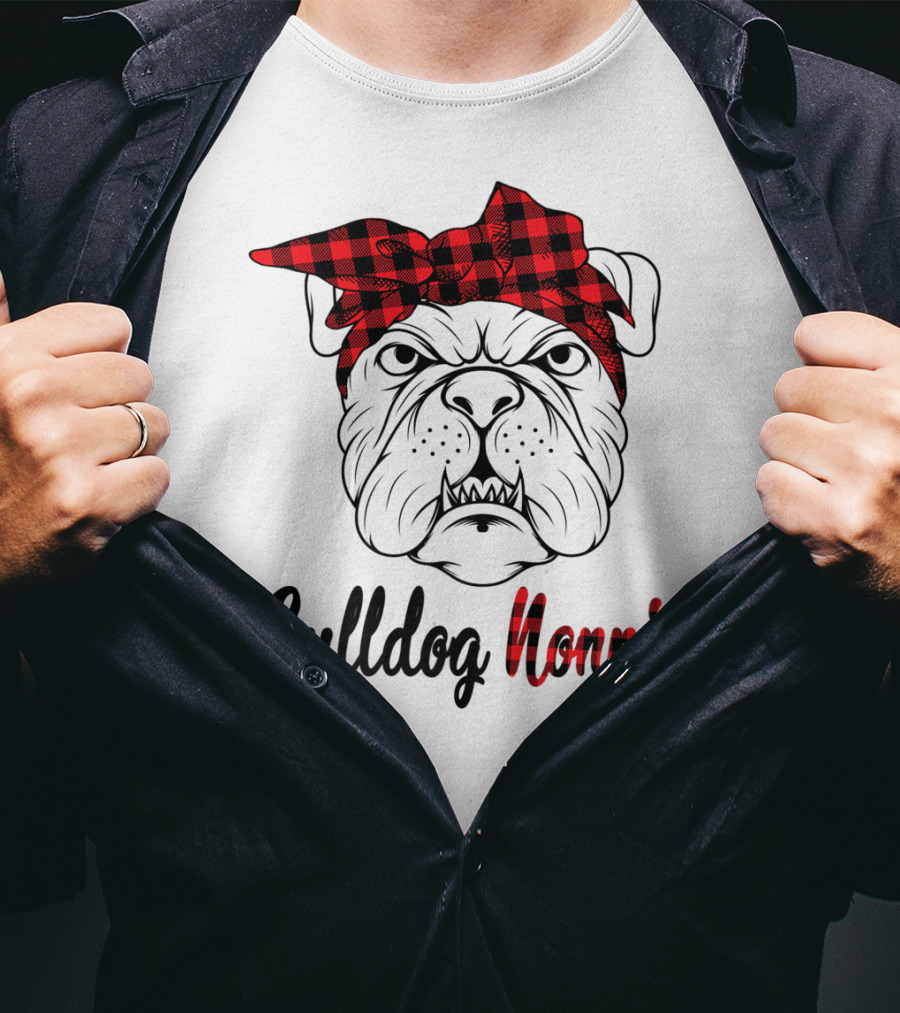 Bulldog Nonnie Plaid Red Bandana Costume T-Shirt
