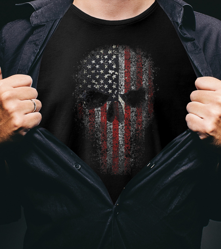 Epic USA Military American Skull Flag Patriot T-Shirt