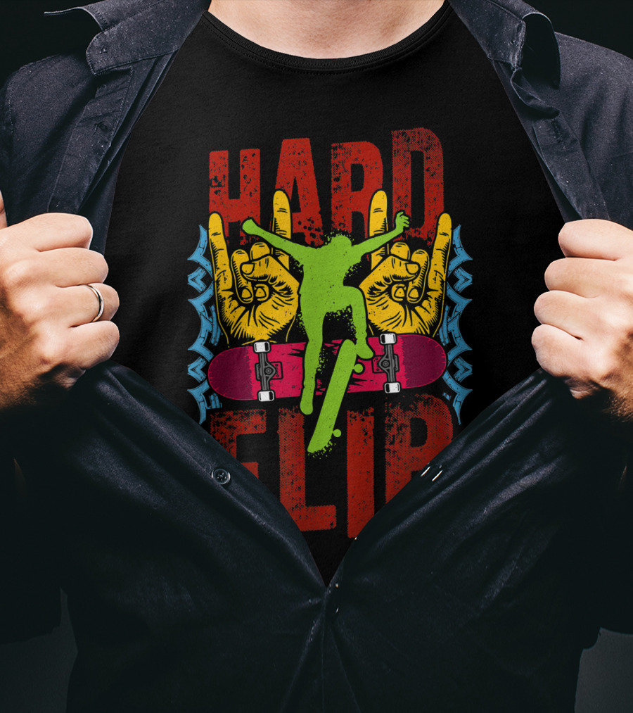 Flite Boi Skateboards Hard Flip Rock Hands Iconic Trick T-Shirt