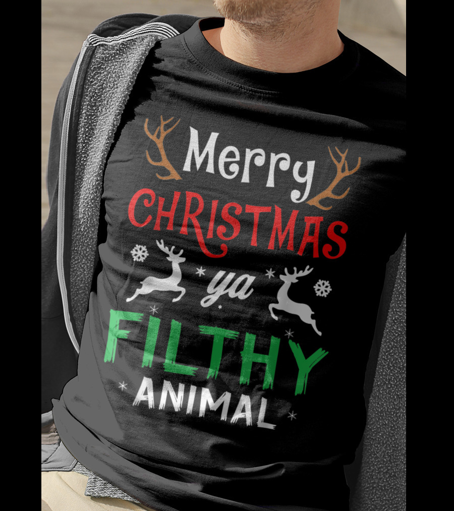 Merry Christmas Ya Filthy Animal Funny Alone At Home Movies T-Shirt