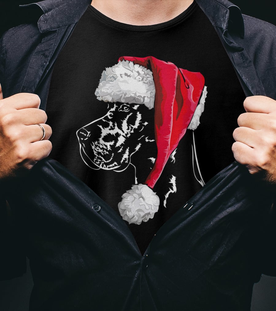 Great Dane Santa Hat Christmas Dog Humor T-Shirt