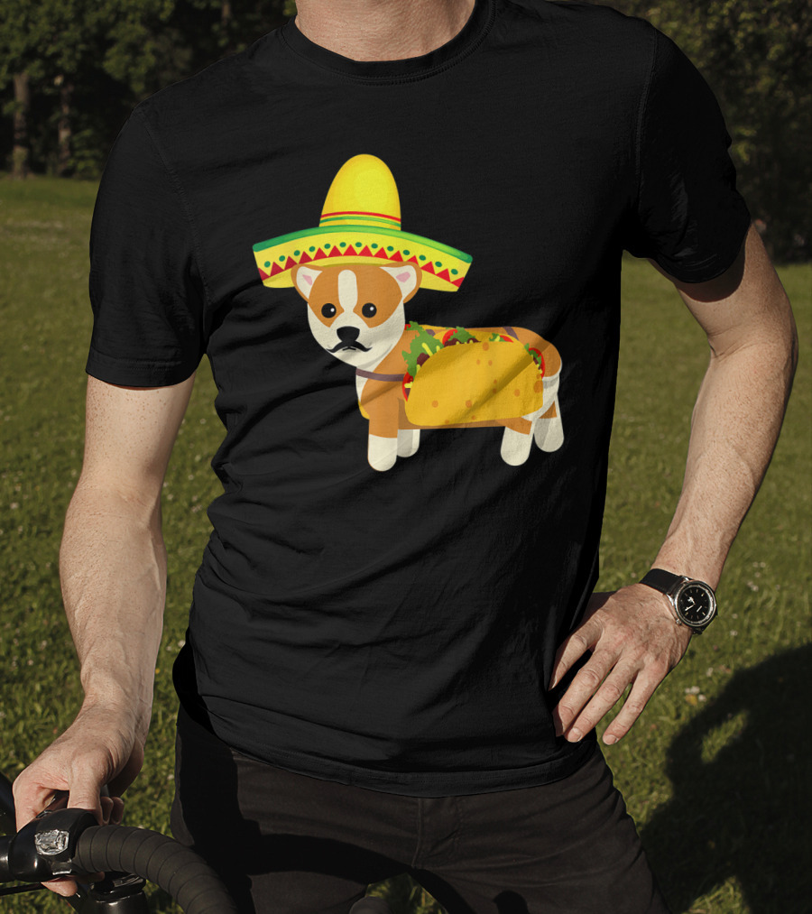 Cinco De Mayo Fiesta Corgi With Sombrero And Taco T-Shirt