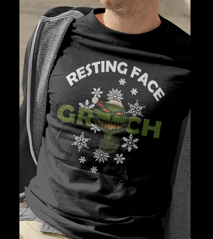 Resting Face Grinch Snowflake Humor T-Shirt