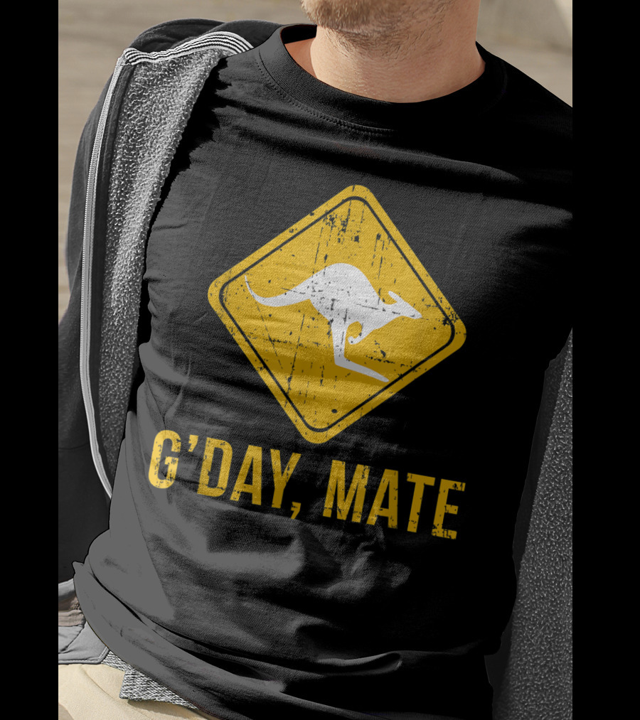 G'day Mate Kangaroo Road Sign Australia Family T-Shirt