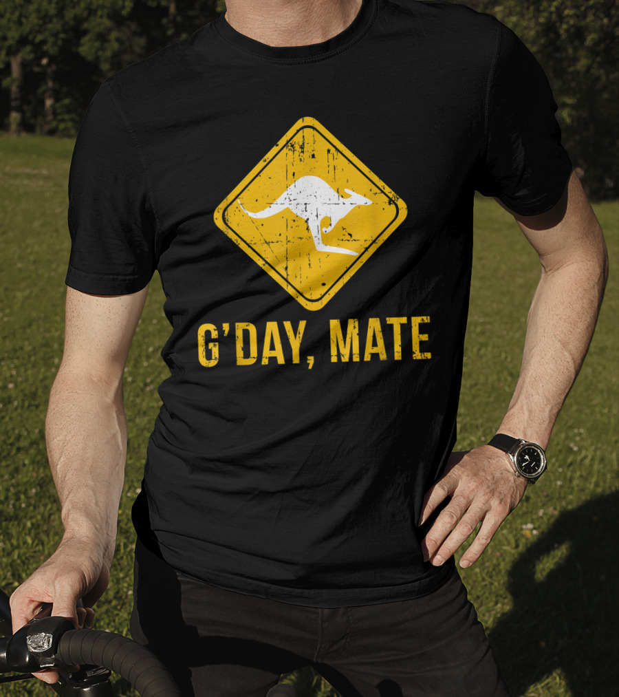 G'day Mate Kangaroo Road Sign Australia Family T-Shirt