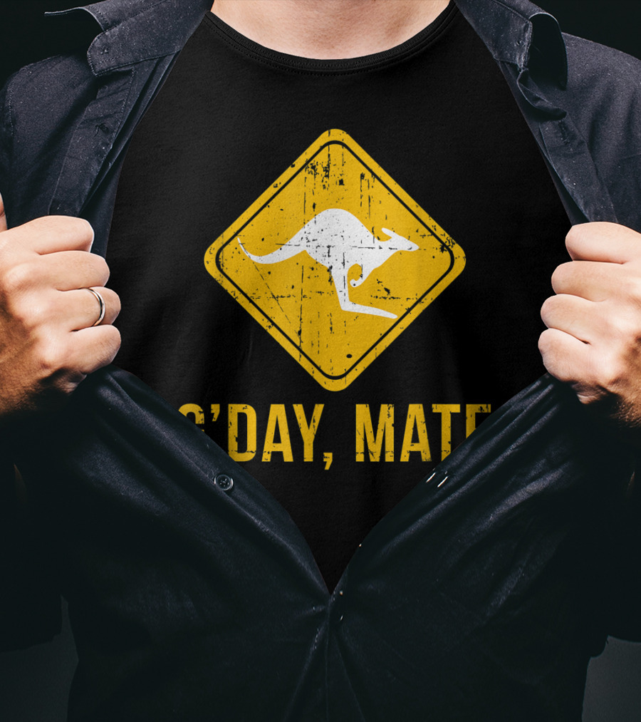 G'day Mate Kangaroo Road Sign Australia Family T-Shirt
