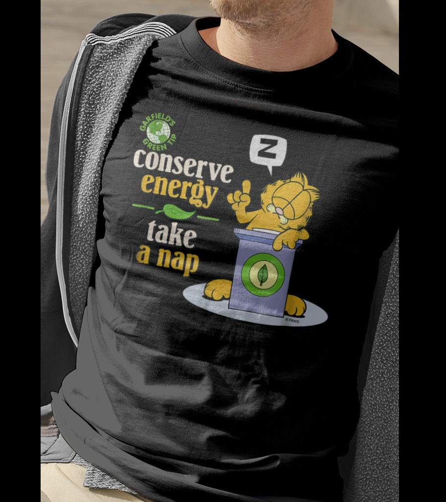 Garfield's Green Tip Conserve Energy Take A Nap T-Shirt