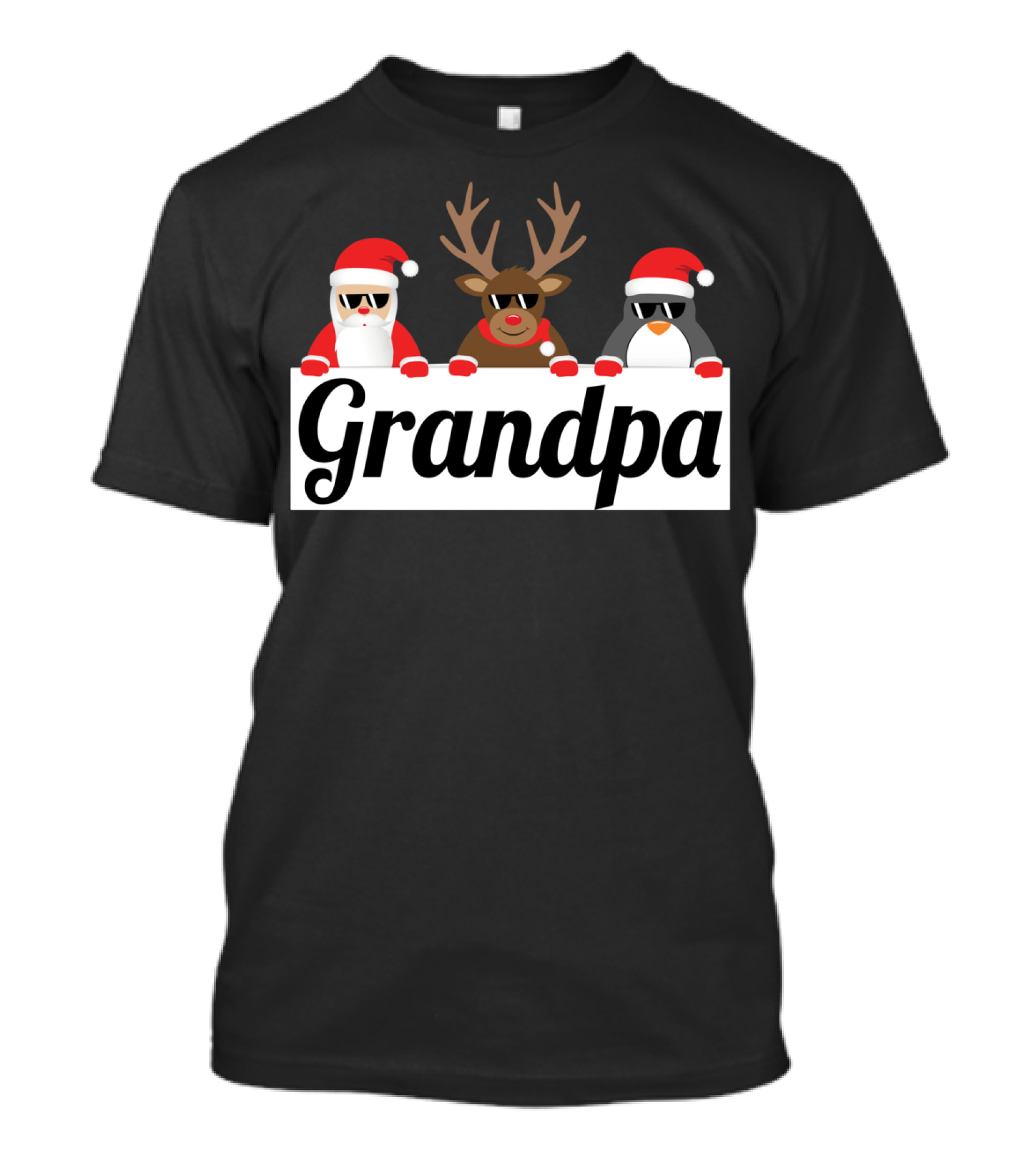 Grandpa Christmas Santa Reindeer Penguin Matching Family Holiday T-Shirt