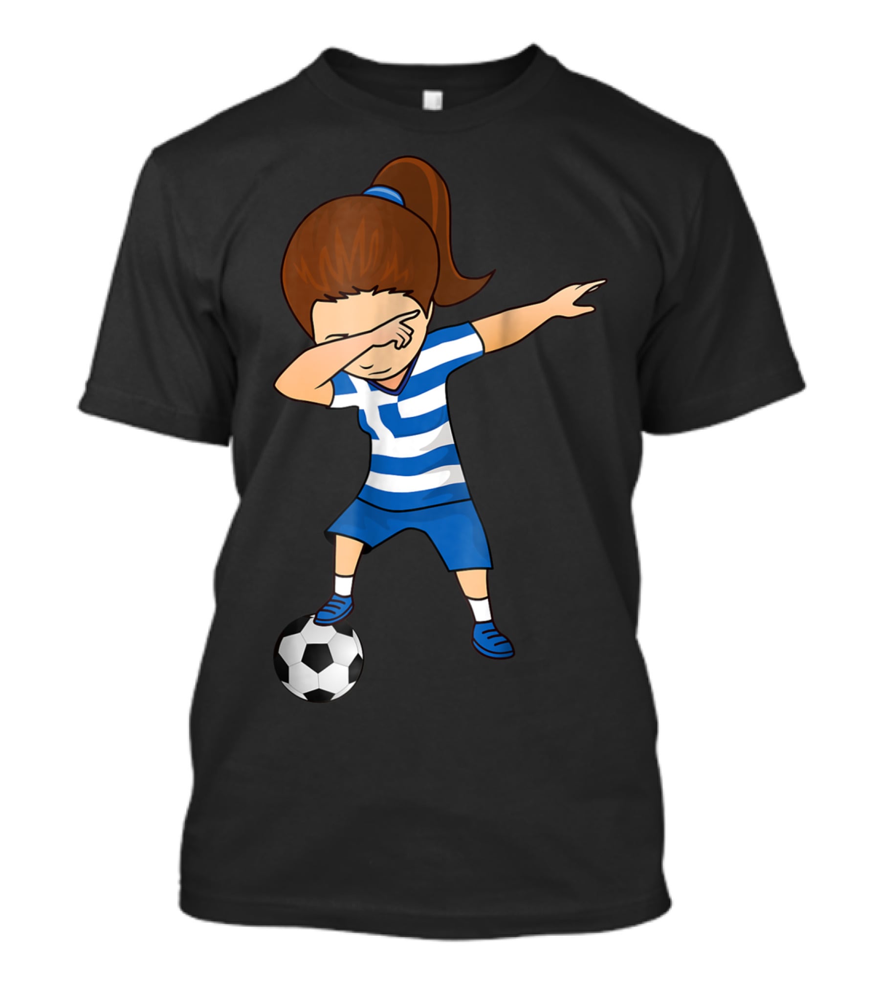 Greece Girl Dabbing On Soccer Ball Greek Football Player T-Shirt