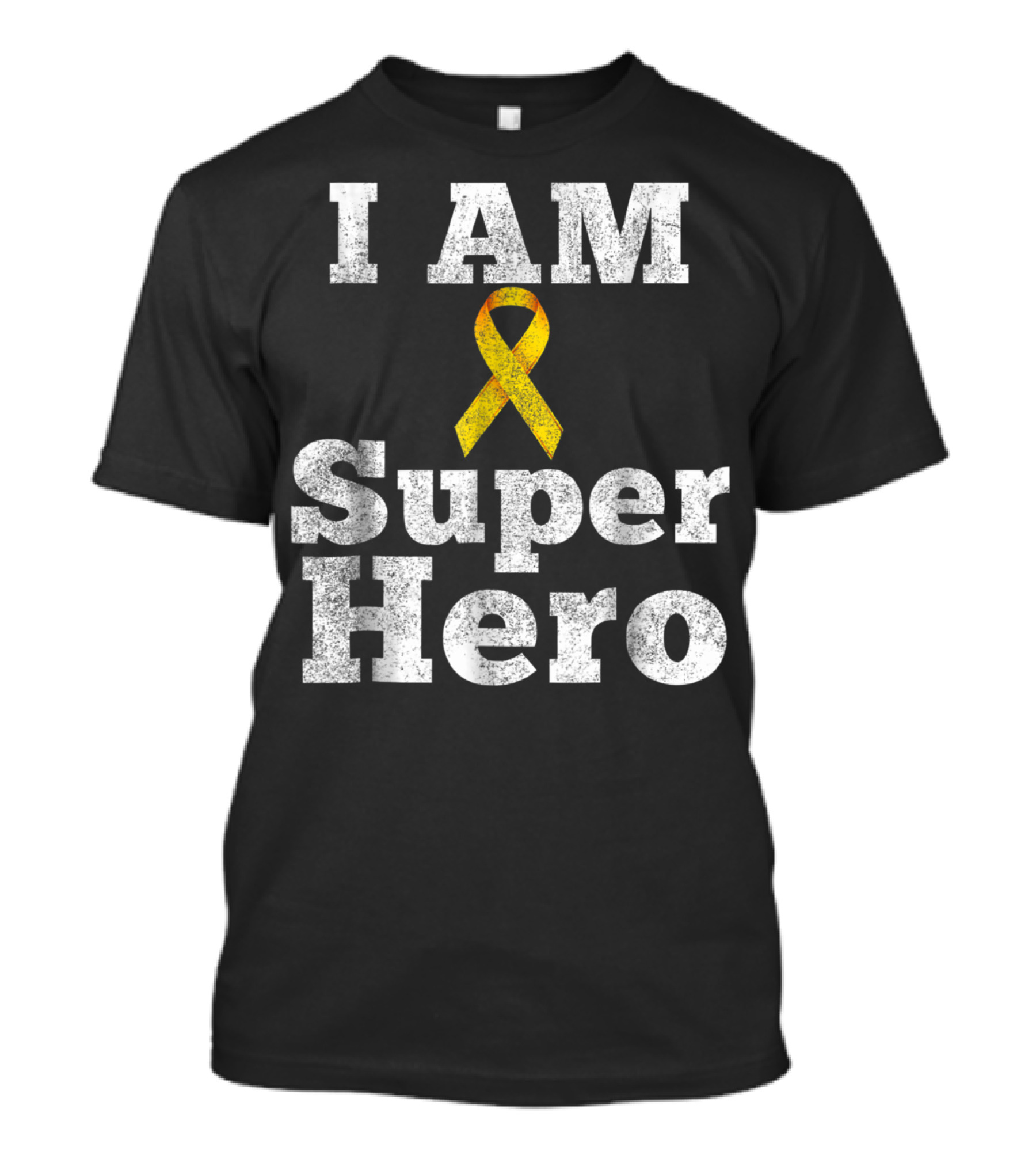 I Am Super Hero Yellow Ribbon Cancer Awareness T-Shirt