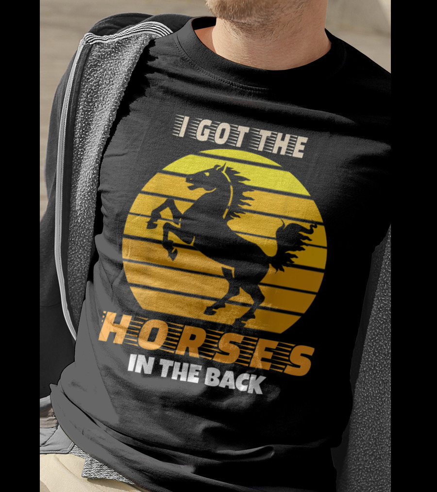 I Got The Horses In The Back Rearing Stallion Sunset T-Shirt