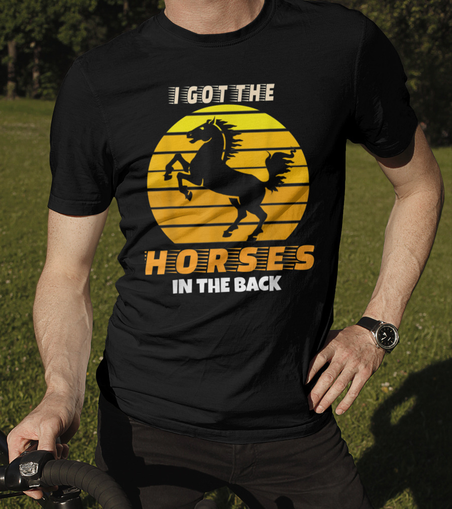 I Got The Horses In The Back Rearing Stallion Sunset T-Shirt