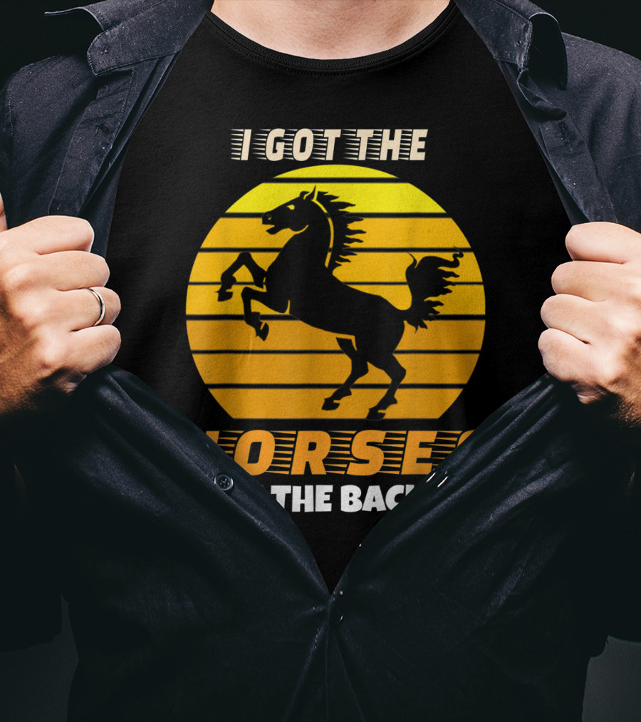 I Got The Horses In The Back Rearing Stallion Sunset T-Shirt