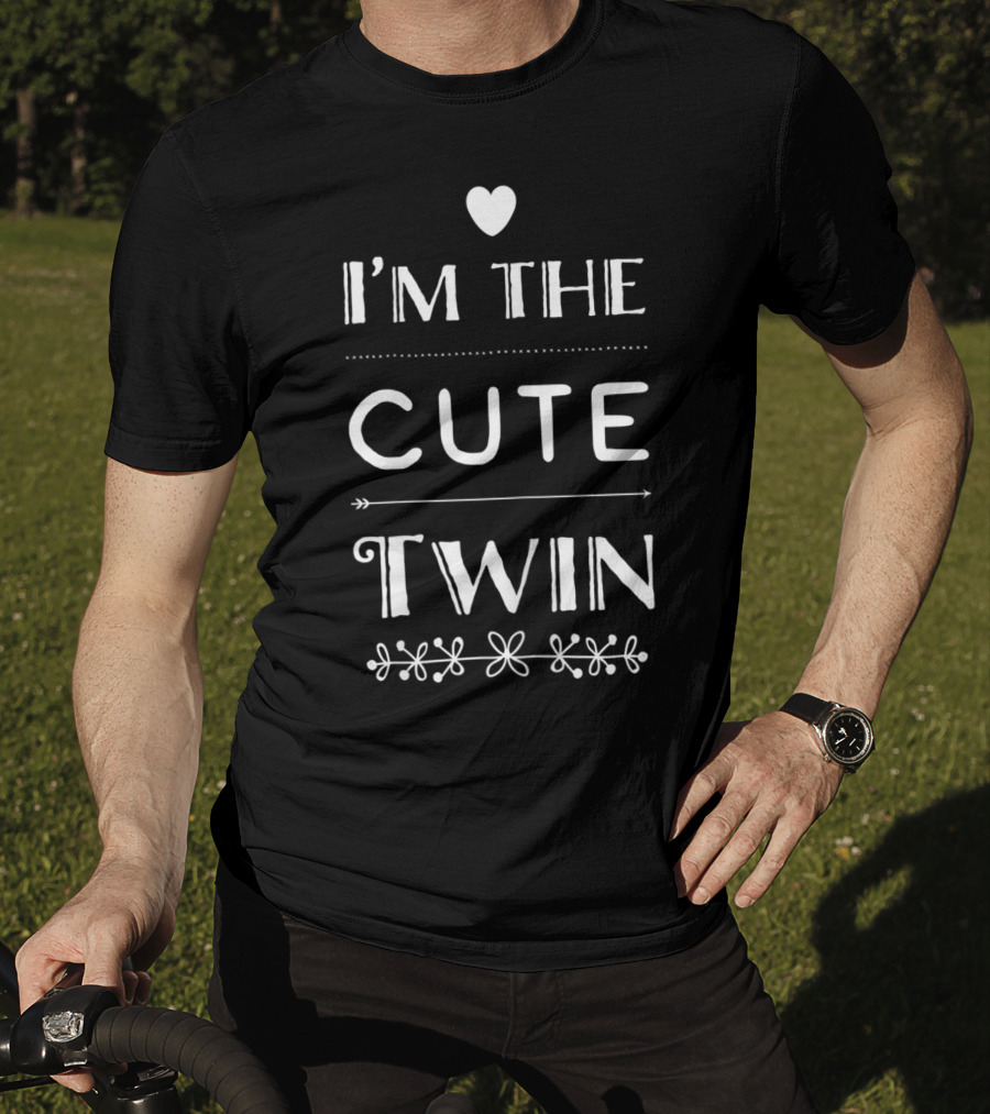 I'm The Cute Twin Girls Twin Heart And Flower T-Shirt