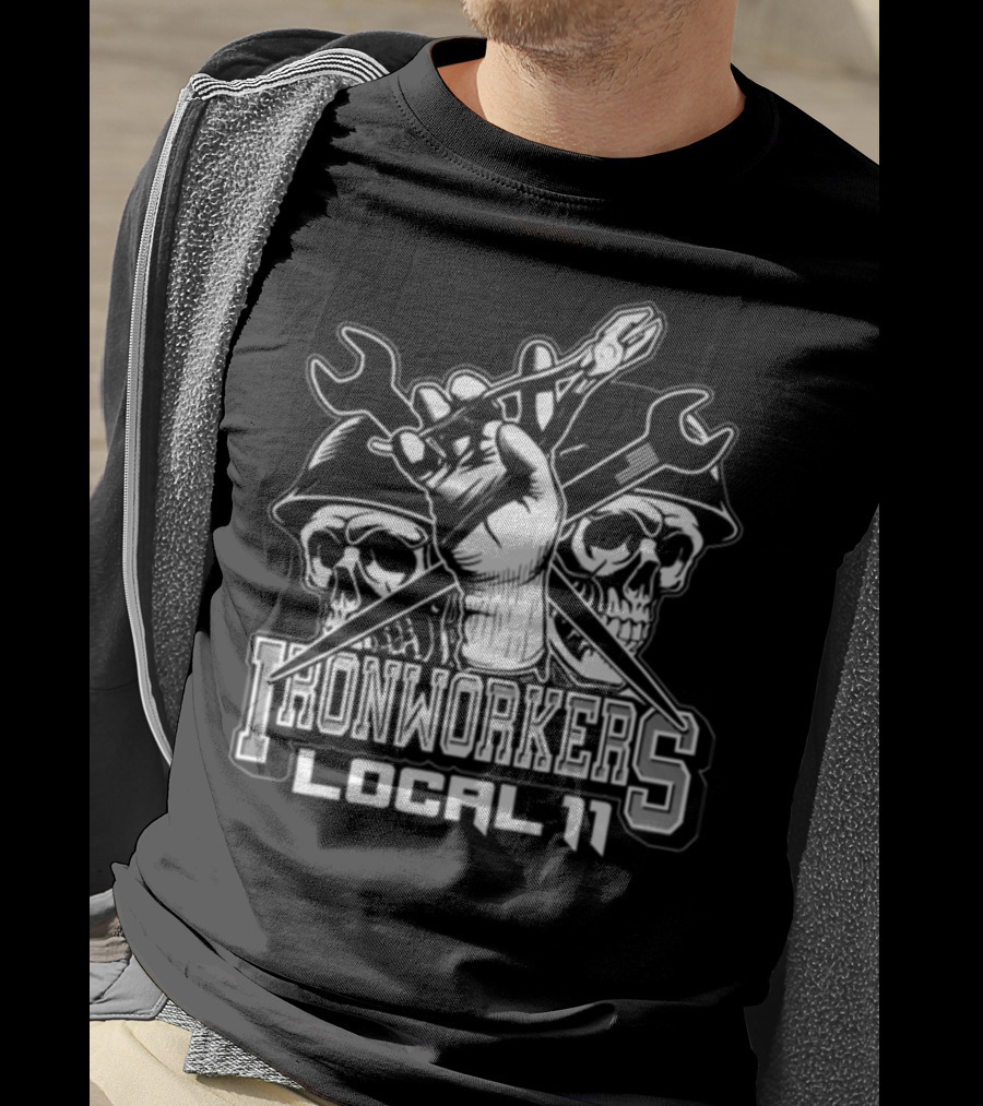 Ironworker Local 11 Newark NJ Skull Spud Ironworkers Local 11 T-Shirt