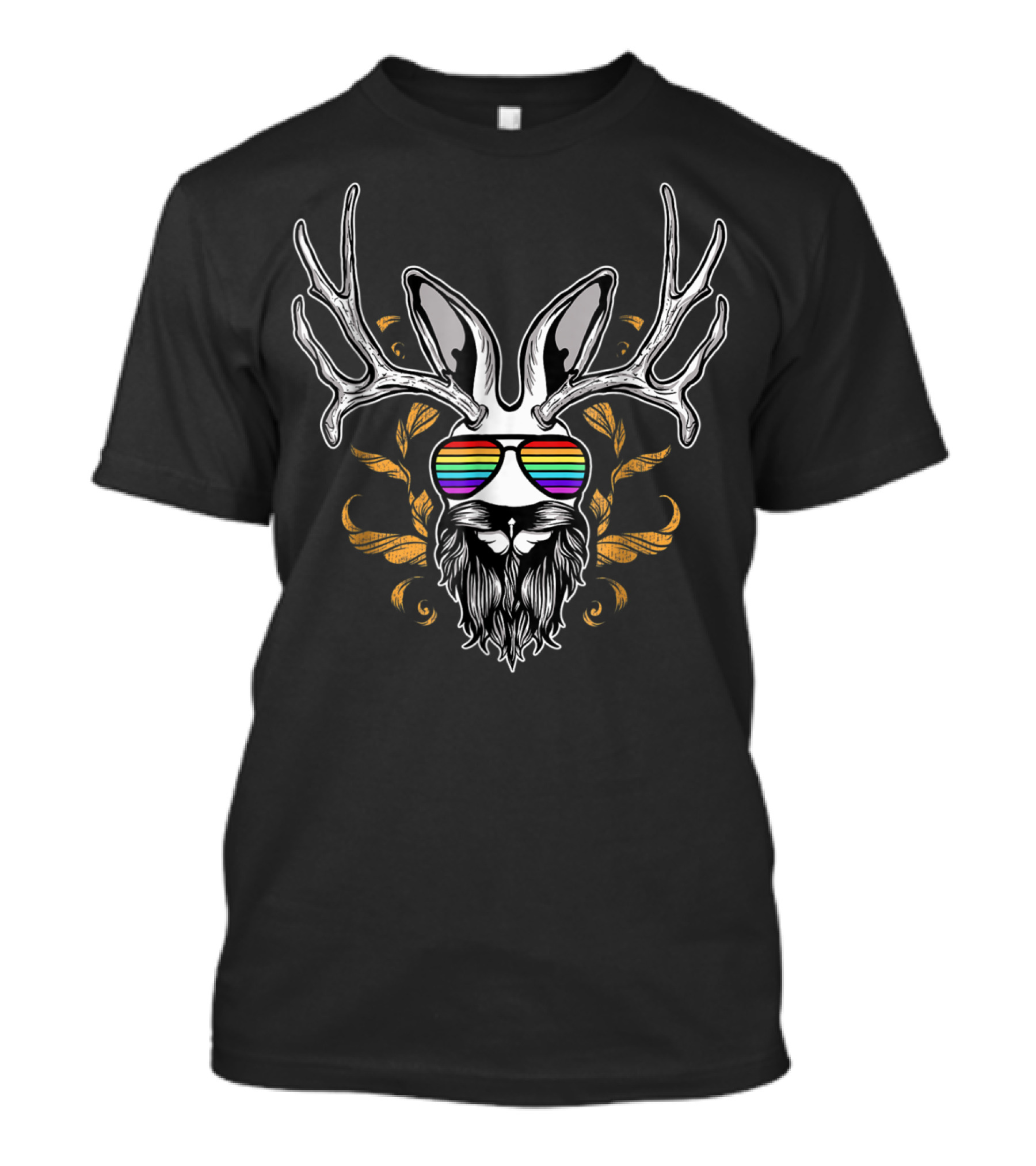 Jackalope Cryptozoology Rainbow Sunglasses T-Shirt