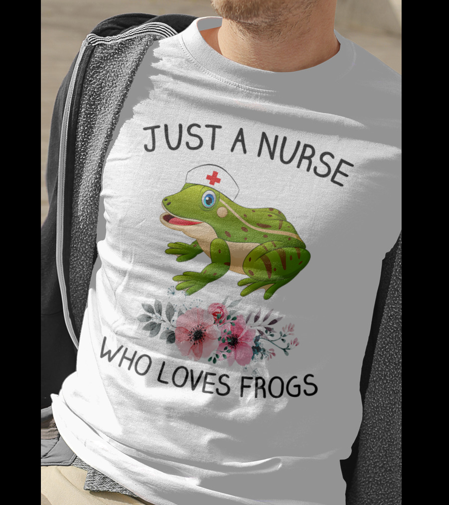 Just A Nurse Who Loves Frogs Floral Hat T-Shirt
