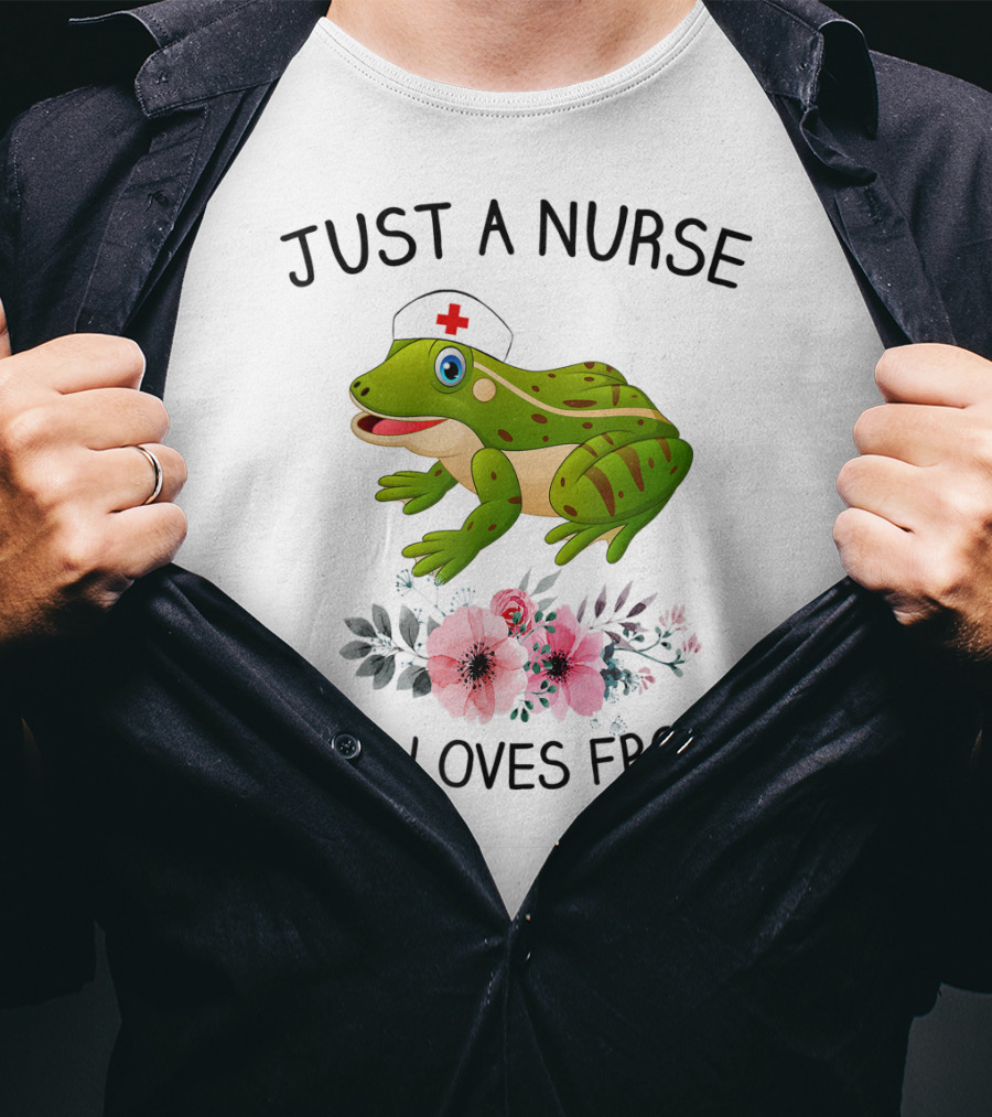 Just A Nurse Who Loves Frogs Floral Hat T-Shirt